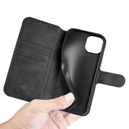 For iPhone 13 DG.MING Retro Oil Side Horizontal Flip Leather Case with Holder & Card Slots & Wallet(Black) - iPhone 13 Cases by DG.MING | Online Shopping UK | buy2fix