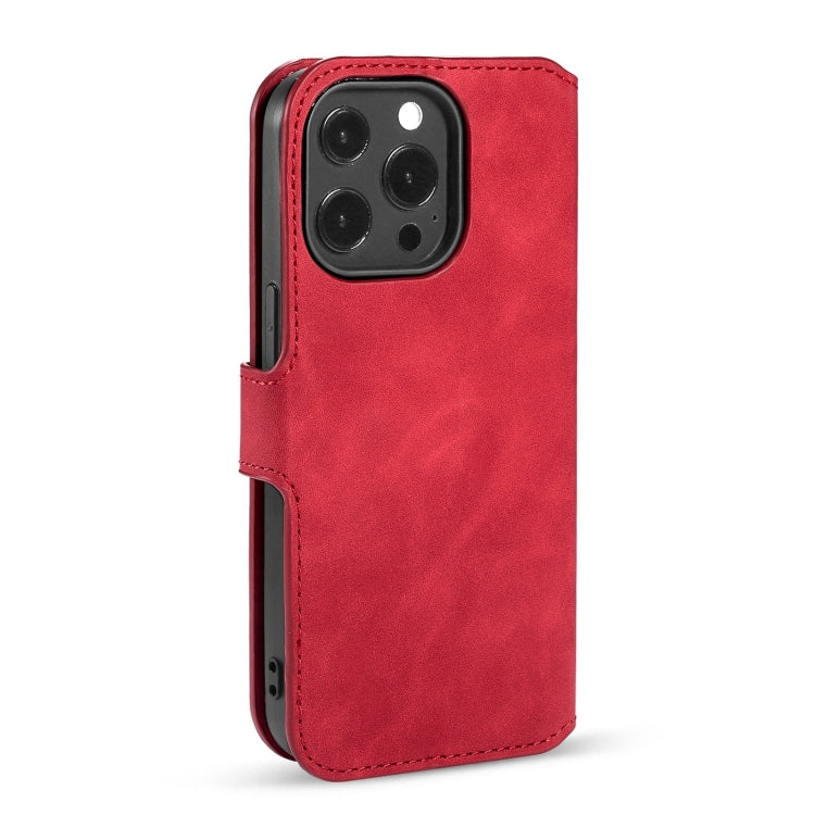 For iPhone 13 Pro Max DG.MING Retro Oil Side Horizontal Flip Leather Case with Holder & Card Slots & Wallet (Red) - iPhone 13 Pro Max Cases by DG.MING | Online Shopping UK | buy2fix