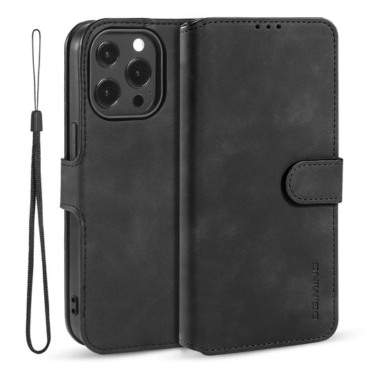 For iPhone 13 Pro Max DG.MING Retro Oil Side Horizontal Flip Leather Case with Holder & Card Slots & Wallet (Black) - iPhone 13 Pro Max Cases by DG.MING | Online Shopping UK | buy2fix