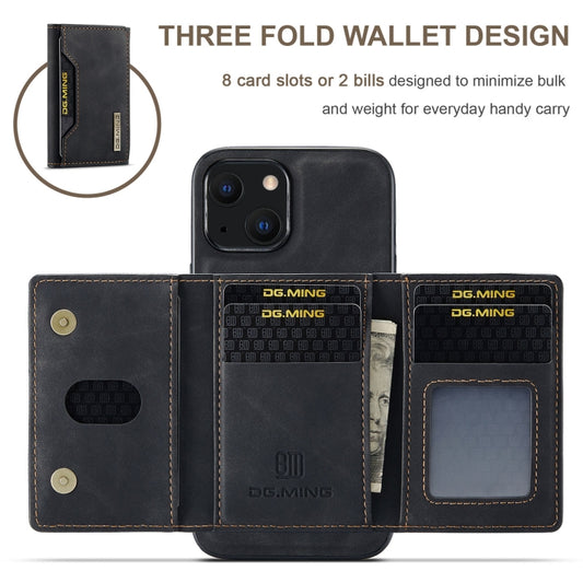 For iPhone 13 mini DG.MING M2 Series 3-Fold Card Bag Shockproof Case with Wallet & Holder Function (Black) by DG.MING