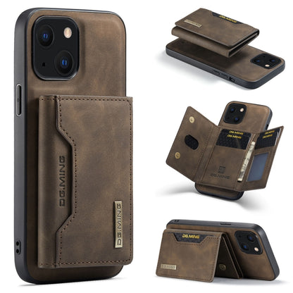 For iPhone 13 DG.MING M2 Series 3-Fold Card Bag Shockproof Case with Wallet & Holder Function(Coffee) - iPhone 13 Cases by DG.MING | Online Shopping UK | buy2fix