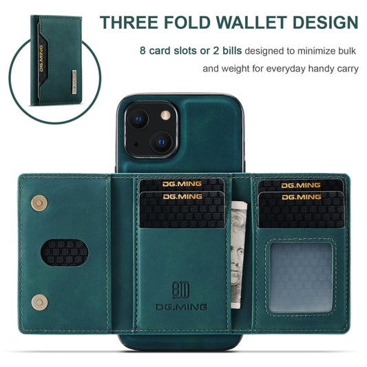 For iPhone 13 DG.MING M2 Series 3-Fold Card Bag Shockproof Case with Wallet & Holder Function(Green) by DG.MING