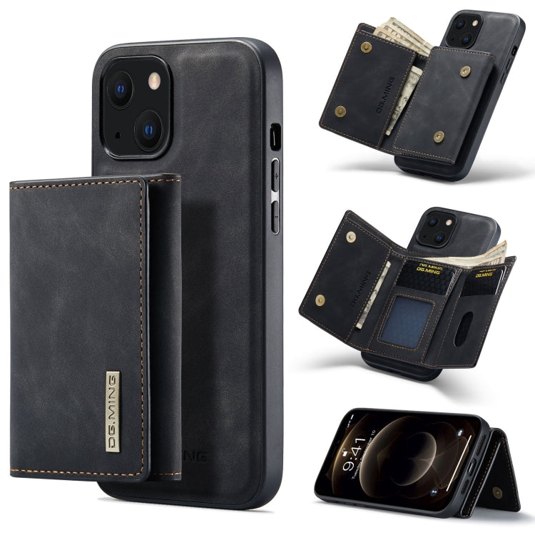 For iPhone 13 mini DG.MING M1 Series 3-Fold Multi Card Wallet Shockproof Case with Holder Function (Black) by DG.MING