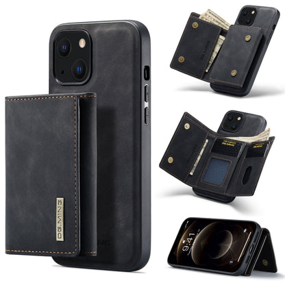 For iPhone 13 mini DG.MING M1 Series 3-Fold Multi Card Wallet Shockproof Case with Holder Function (Black) by DG.MING