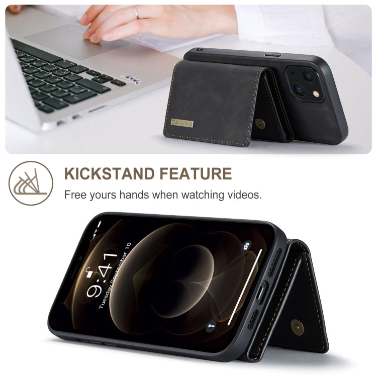 For iPhone 13 mini DG.MING M1 Series 3-Fold Multi Card Wallet Shockproof Case with Holder Function (Black) by DG.MING