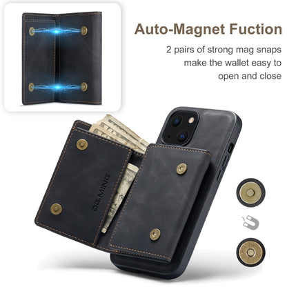 For iPhone 13 mini DG.MING M1 Series 3-Fold Multi Card Wallet Shockproof Case with Holder Function (Black) by DG.MING