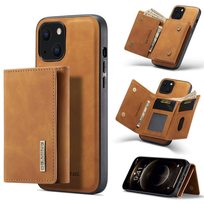 For iPhone 13 mini DG.MING M1 Series 3-Fold Multi Card Wallet Shockproof Case with Holder Function (Brown) by DG.MING