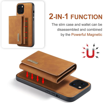 For iPhone 13 mini DG.MING M1 Series 3-Fold Multi Card Wallet Shockproof Case with Holder Function (Brown) by DG.MING