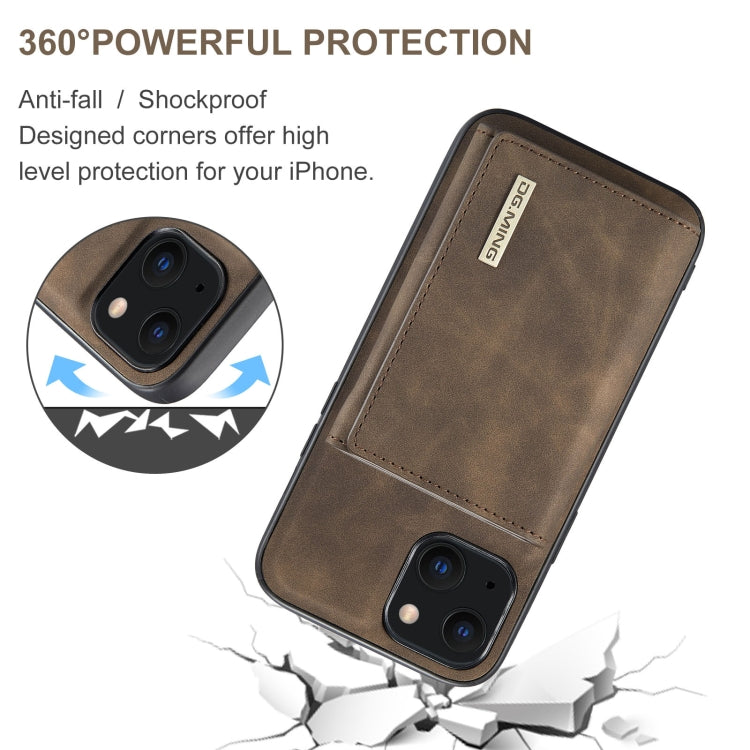 For iPhone 13 mini DG.MING M1 Series 3-Fold Multi Card Wallet Shockproof Case with Holder Function (Coffee) by DG.MING