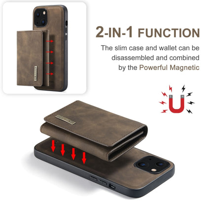 For iPhone 13 mini DG.MING M1 Series 3-Fold Multi Card Wallet Shockproof Case with Holder Function (Coffee) by DG.MING