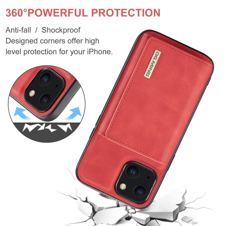 For iPhone 13 mini DG.MING M1 Series 3-Fold Multi Card Wallet Shockproof Case with Holder Function (Red) - iPhone 13 mini Cases by DG.MING | Online Shopping UK | buy2fix