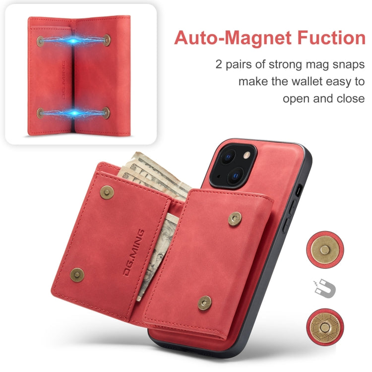 For iPhone 13 DG.MING M1 Series 3-Fold Multi Card Wallet Shockproof Case with Holder Function (Red) - iPhone 13 Cases by DG.MING | Online Shopping UK | buy2fix