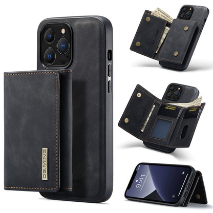 For iPhone 13 Pro DG.MING M1 Series 3-Fold Multi Card Wallet Shockproof Case with Holder Function (Black) by DG.MING