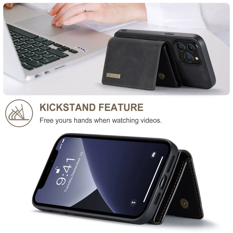 For iPhone 13 Pro DG.MING M1 Series 3-Fold Multi Card Wallet Shockproof Case with Holder Function (Black) by DG.MING