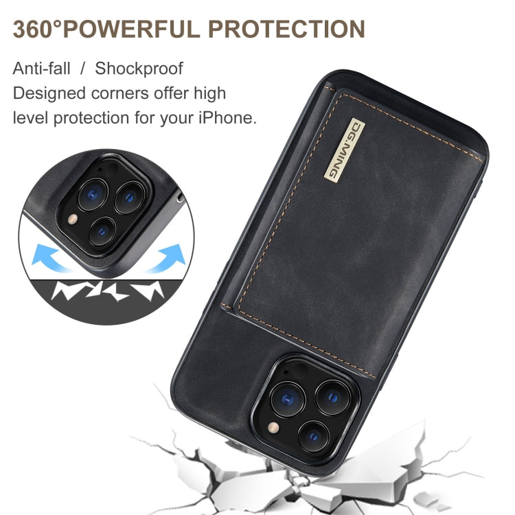 For iPhone 13 Pro DG.MING M1 Series 3-Fold Multi Card Wallet Shockproof Case with Holder Function (Black) by DG.MING