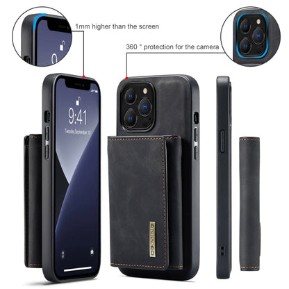 For iPhone 13 Pro DG.MING M1 Series 3-Fold Multi Card Wallet Shockproof Case with Holder Function (Black) by DG.MING