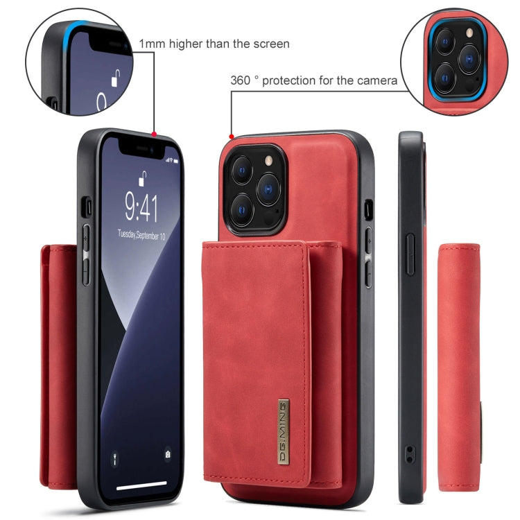 For iPhone 13 Pro Max DG.MING M1 Series 3-Fold Multi Card Wallet Shockproof Case with Holder Function (Red) - iPhone 13 Pro Max Cases by DG.MING | Online Shopping UK | buy2fix