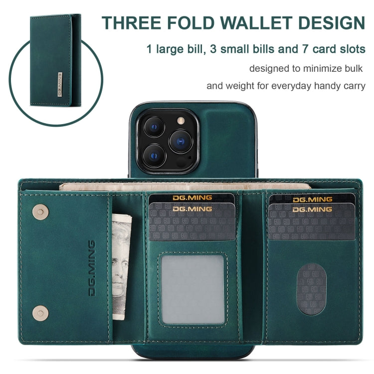 For iPhone 13 Pro Max DG.MING M1 Series 3-Fold Multi Card Wallet Shockproof Case with Holder Function (Green) - iPhone 13 Pro Max Cases by DG.MING | Online Shopping UK | buy2fix