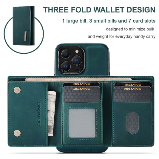 For iPhone 13 Pro Max DG.MING M1 Series 3-Fold Multi Card Wallet Shockproof Case with Holder Function (Green) by DG.MING