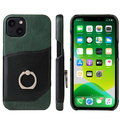 For iPhone 13 mini Fierre Shann Oil Wax Texture Genuine Leather Back Cover Case with 360 Degree Rotation Holder & Card Slot (Black) - iPhone 13 mini Cases by FIERRE SHANN | Online Shopping UK | buy2fix