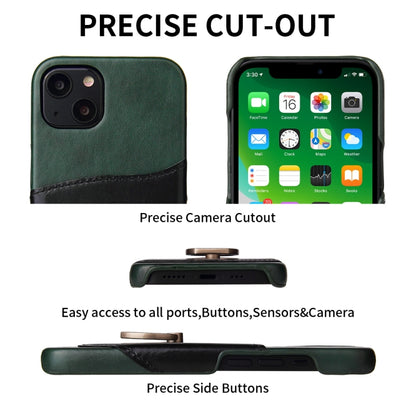 For iPhone 13 mini Fierre Shann Oil Wax Texture Genuine Leather Back Cover Case with 360 Degree Rotation Holder & Card Slot (Black) - iPhone 13 mini Cases by FIERRE SHANN | Online Shopping UK | buy2fix