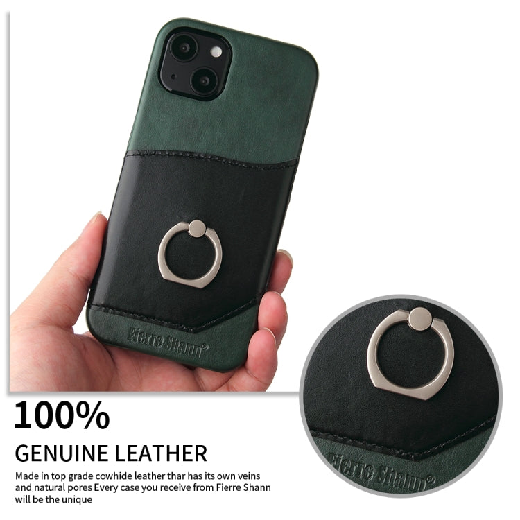 For iPhone 13 mini Fierre Shann Oil Wax Texture Genuine Leather Back Cover Case with 360 Degree Rotation Holder & Card Slot (Black) - iPhone 13 mini Cases by FIERRE SHANN | Online Shopping UK | buy2fix