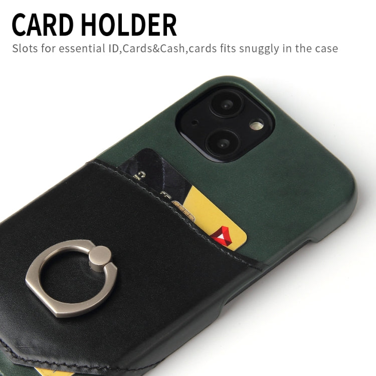 For iPhone 13 mini Fierre Shann Oil Wax Texture Genuine Leather Back Cover Case with 360 Degree Rotation Holder & Card Slot (Black) - iPhone 13 mini Cases by FIERRE SHANN | Online Shopping UK | buy2fix