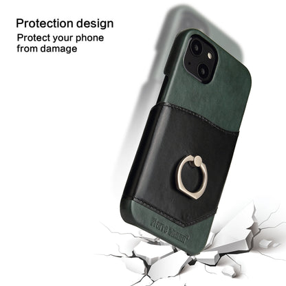 For iPhone 13 mini Fierre Shann Oil Wax Texture Genuine Leather Back Cover Case with 360 Degree Rotation Holder & Card Slot (Black) - iPhone 13 mini Cases by FIERRE SHANN | Online Shopping UK | buy2fix