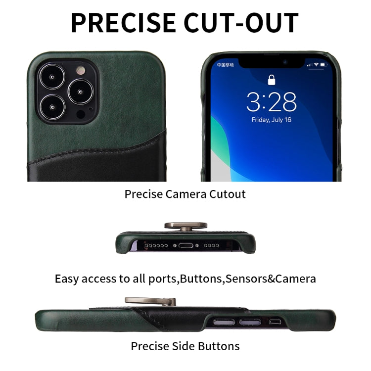 For iPhone 13 Pro Fierre Shann Oil Wax Texture Genuine Leather Back Cover Case with 360 Degree Rotation Holder & Card Slot (Black) - iPhone 13 Pro Cases by FIERRE SHANN | Online Shopping UK | buy2fix