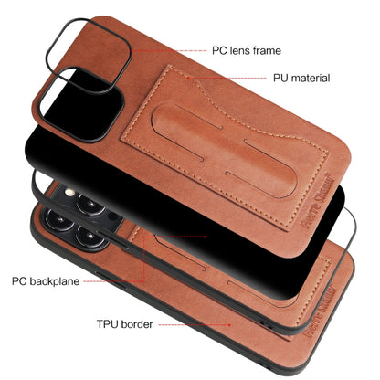 For iPhone 13 mini Fierre Shann Full Coverage Protective Leather Case with Holder & Card Slot (Brown) - iPhone 13 mini Cases by FIERRE SHANN | Online Shopping UK | buy2fix