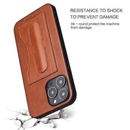 For iPhone 13 mini Fierre Shann Full Coverage Protective Leather Case with Holder & Card Slot (Brown) - iPhone 13 mini Cases by FIERRE SHANN | Online Shopping UK | buy2fix