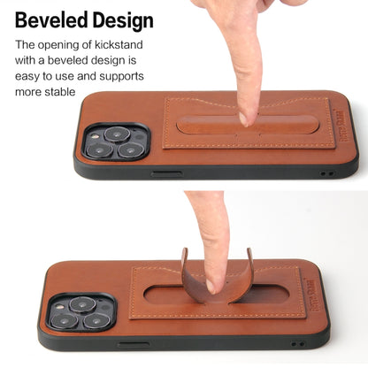 For iPhone 13 mini Fierre Shann Full Coverage Protective Leather Case with Holder & Card Slot (Brown) - iPhone 13 mini Cases by FIERRE SHANN | Online Shopping UK | buy2fix