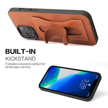 For iPhone 13 mini Fierre Shann Full Coverage Protective Leather Case with Holder & Card Slot (Brown) - iPhone 13 mini Cases by FIERRE SHANN | Online Shopping UK | buy2fix