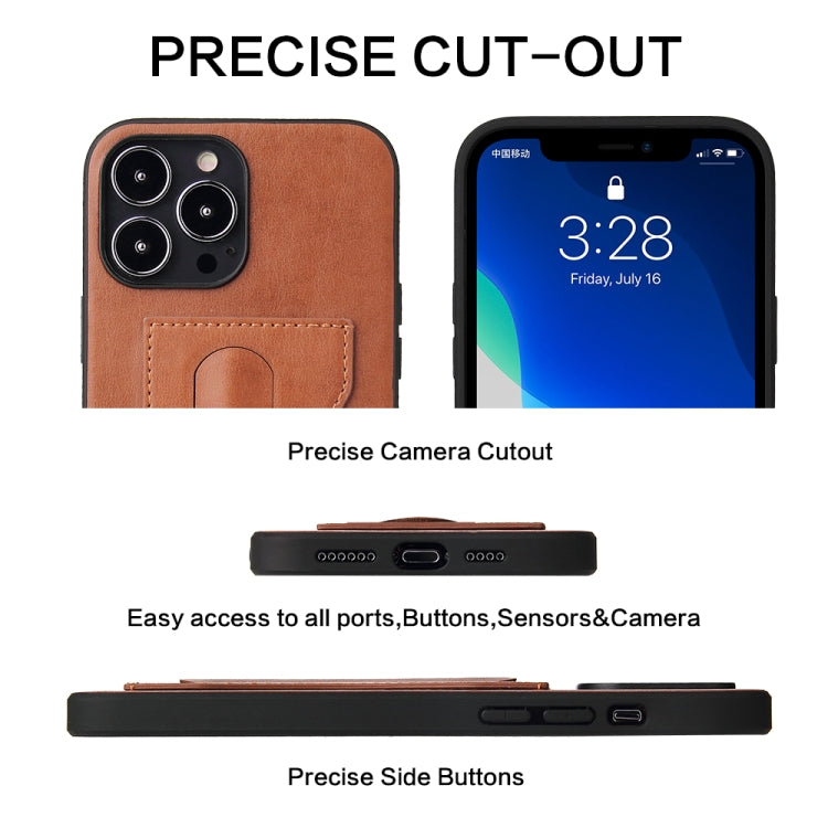 For iPhone 13 mini Fierre Shann Full Coverage Protective Leather Case with Holder & Card Slot (Brown) - iPhone 13 mini Cases by FIERRE SHANN | Online Shopping UK | buy2fix