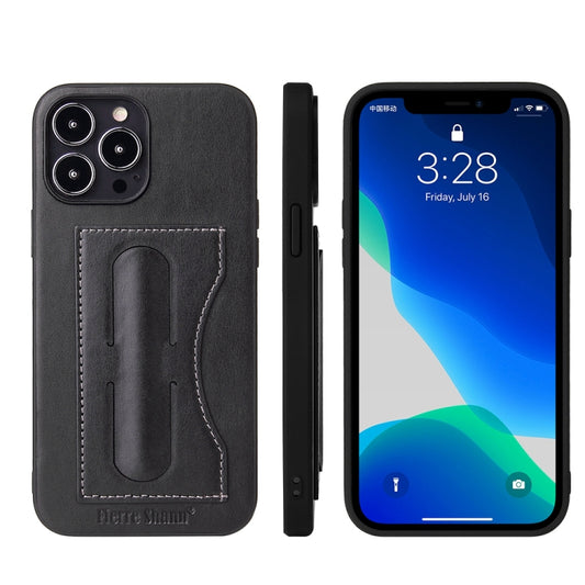 For iPhone 13 Pro Fierre Shann Full Coverage Protective Leather Case with Holder & Card Slot (Black) - iPhone 13 Pro Cases by FIERRE SHANN | Online Shopping UK | buy2fix