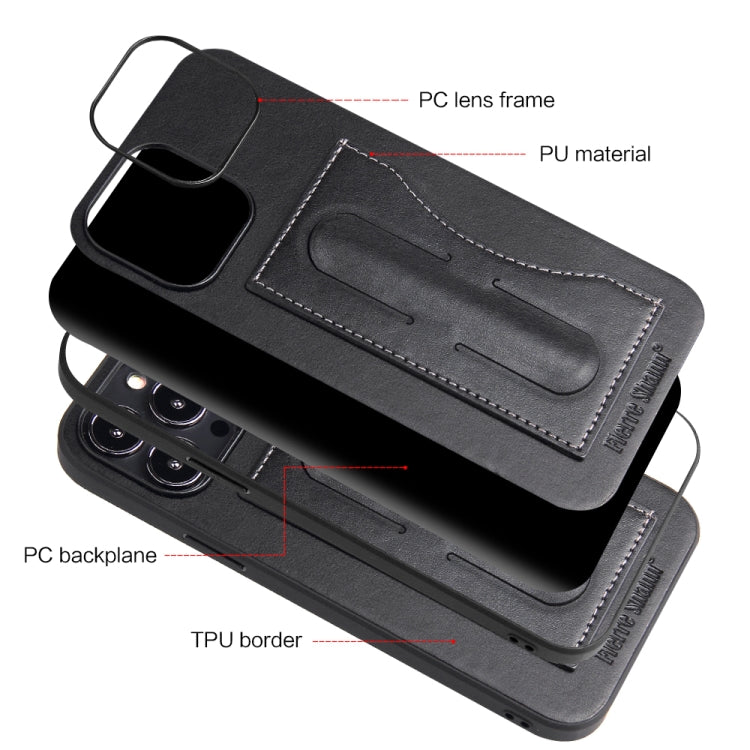 For iPhone 13 Pro Fierre Shann Full Coverage Protective Leather Case with Holder & Card Slot (Black) - iPhone 13 Pro Cases by FIERRE SHANN | Online Shopping UK | buy2fix