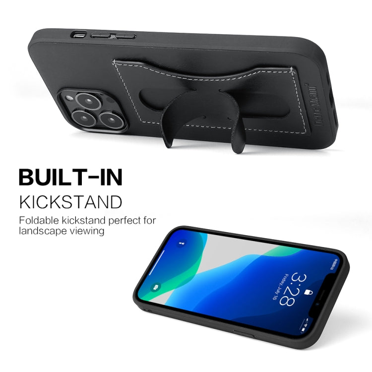 For iPhone 13 Pro Fierre Shann Full Coverage Protective Leather Case with Holder & Card Slot (Black) - iPhone 13 Pro Cases by FIERRE SHANN | Online Shopping UK | buy2fix