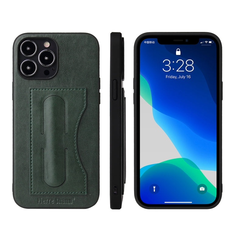 For iPhone 13 Pro Max Fierre Shann Full Coverage Protective Leather Case with Holder & Card Slot (Green) - iPhone 13 Pro Max Cases by FIERRE SHANN | Online Shopping UK | buy2fix