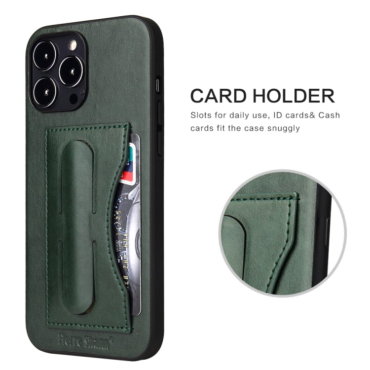 For iPhone 13 Pro Max Fierre Shann Full Coverage Protective Leather Case with Holder & Card Slot (Green) - iPhone 13 Pro Max Cases by FIERRE SHANN | Online Shopping UK | buy2fix
