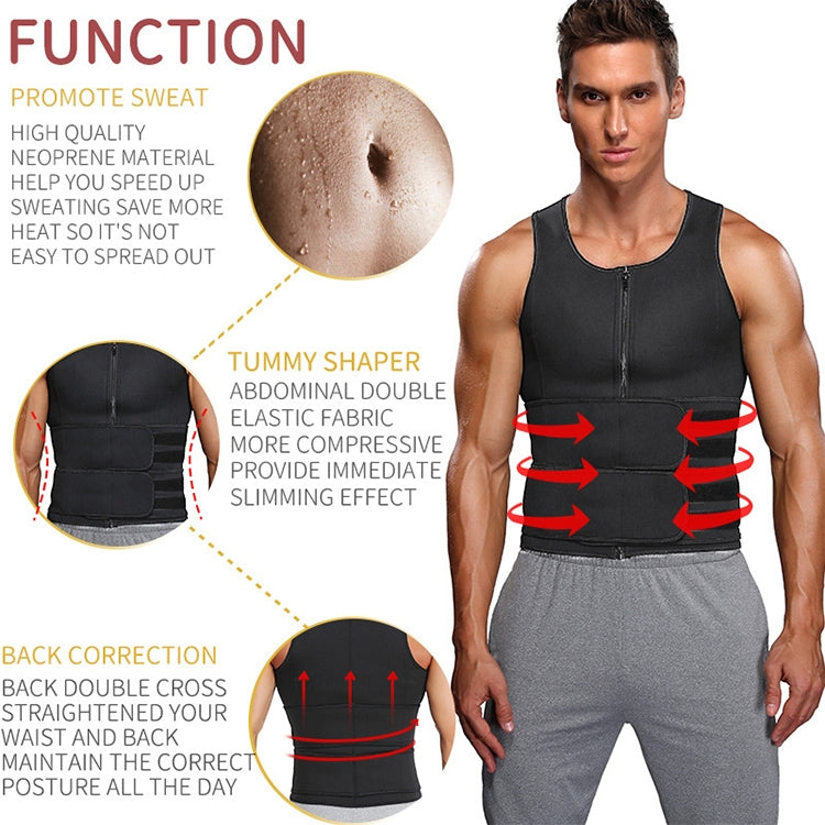 Neoprene Men Sport Body Shapers Vest Waist Body Shaping Corset, Size:XXL(Black) -  by buy2fix | Online Shopping UK | buy2fix
