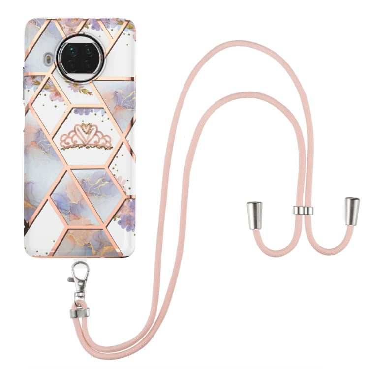 For Xiaomi Mi 10T Lite 5G Electroplating Splicing Marble Flower Pattern TPU Shockproof Case with Lanyard(Imperial Crown) by buy2fix