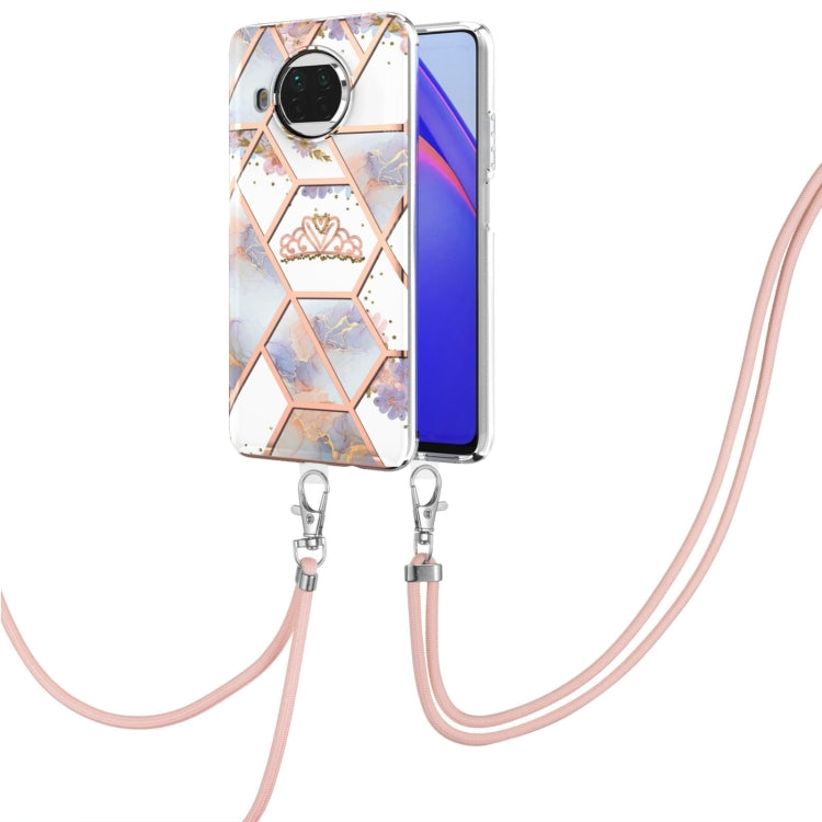 For Xiaomi Mi 10T Lite 5G Electroplating Splicing Marble Flower Pattern TPU Shockproof Case with Lanyard(Imperial Crown) by buy2fix