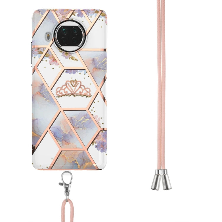 For Xiaomi Mi 10T Lite 5G Electroplating Splicing Marble Flower Pattern TPU Shockproof Case with Lanyard(Imperial Crown) by buy2fix