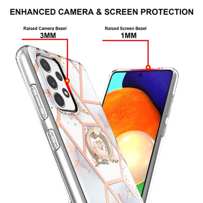 For Samsung Galaxy A52 5G / 4G Electroplating Splicing Marble Flower Pattern TPU Shockproof Case with Rhinestone Ring Holder(Imperial Crown) by buy2fix