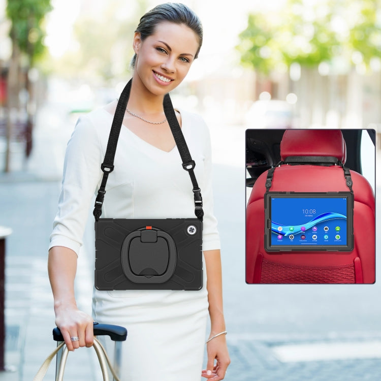 For Lenovo Tab M10 HD 2020 X306X/F Silicone + PC Protective Case with Holder & Shoulder Strap(Black) - Lenovo by buy2fix | Online Shopping UK | buy2fix
