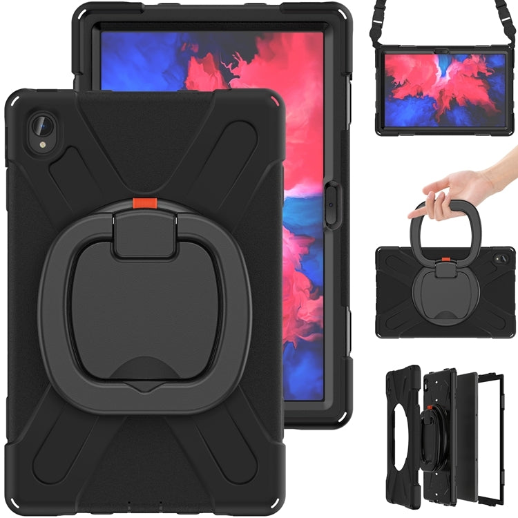 For Lenovo XiaoXin Pad 11 / Pad 11 Plus 2021 / Pad 2022 Silicone + PC Protective Case with Holder & Shoulder Strap(Black) - Lenovo by buy2fix | Online Shopping UK | buy2fix