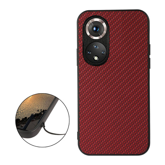 For Honor 50 Accurate Hole Carbon Fiber Texture Shockproof Case(Red) by buy2fix