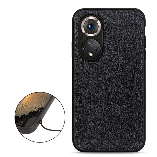 For Honor 50 Accurate Hole Litchi Texture Leather Shockproof Case(Black) by buy2fix