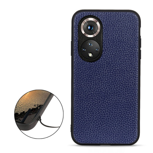 For Honor 50 Accurate Hole Litchi Texture Leather Shockproof Case(Blue) by buy2fix