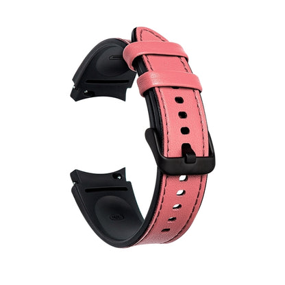 For Samsung Galaxy Watch4 Silicone + Leather Black Buckle Watch Band(Pink) - Watch Bands by buy2fix | Online Shopping UK | buy2fix